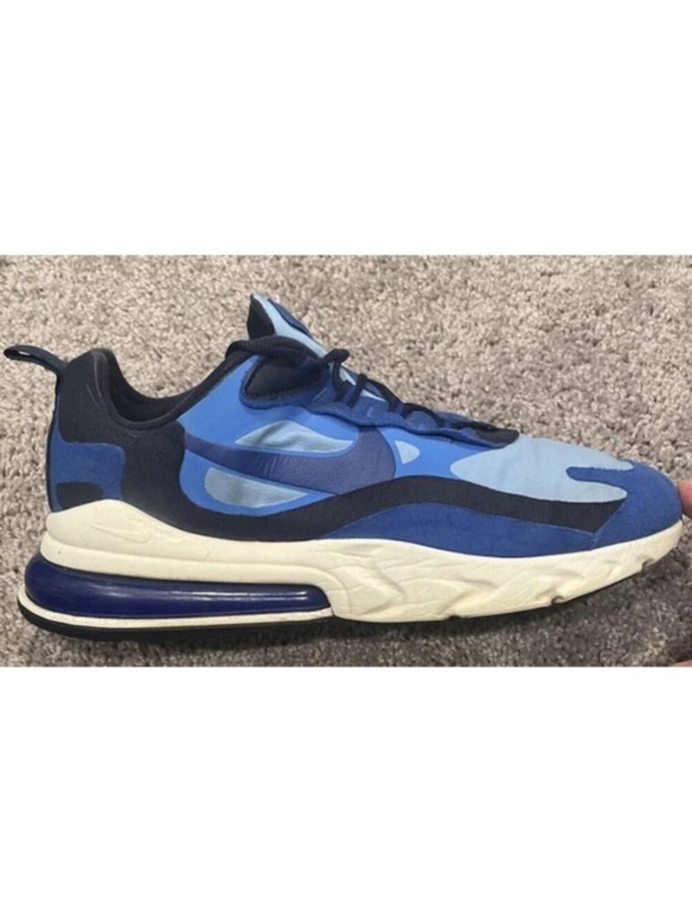 Nike Air Max 270 React CI3866-400 Men's 11.5 Shoes Pacific Blue White